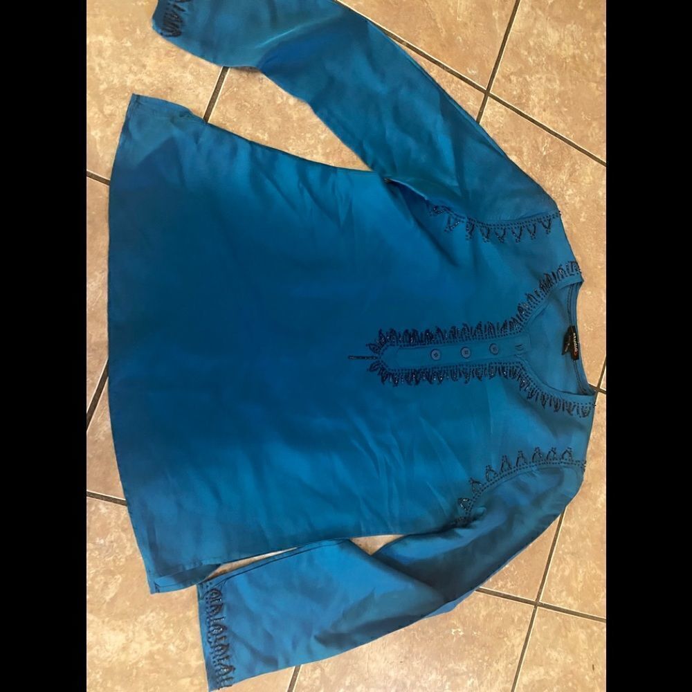 Studio G 8 Embellished Silk Top Blouse